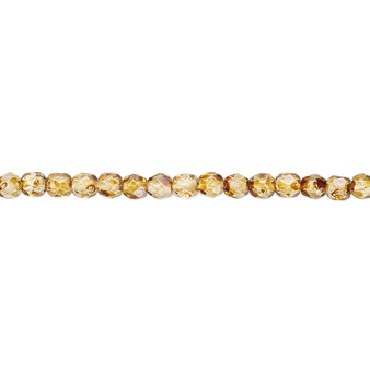 3mm - Czech - Tortoise Gold - Strand (approx 130 beads) - Faceted Round Fire Polished Glass