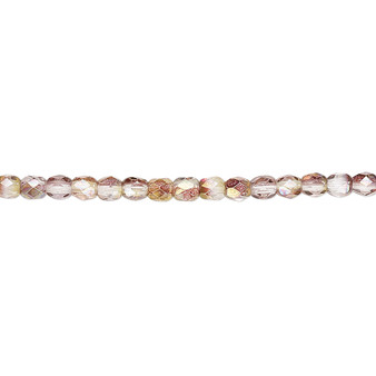 3mm - Czech - Pink & Peach Luster - Strand (approx 130 beads) - Faceted Round Fire Polished Glass