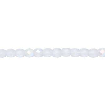 4mm - Czech - Matte Ice Blue AB - Strand (approx 100 beads) - Faceted Round Fire Polished Glass