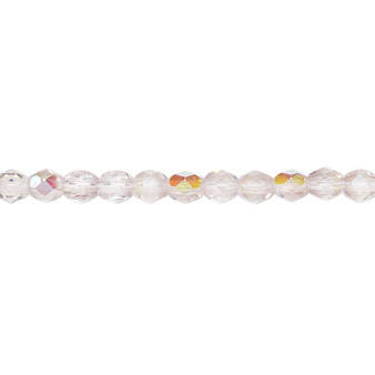 4mm - Czech - Two Tone Crystal/Lavender AB - Strand (approx 100 beads) - Faceted Round Fire Polished Glass