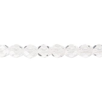 6mm - Czech - Transparent Clear - Strand (approx 65 beads) - Faceted Round Fire Polished Glass