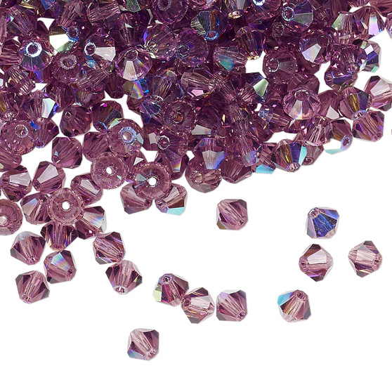 4mm - Preciosa Czech - Amethyst AB - 48pk - Faceted Bicone Crystal