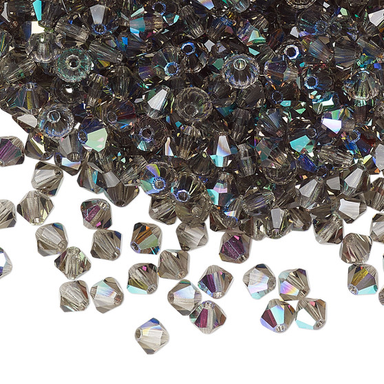 4mm - Preciosa Czech - Black Diamond AB - 48pk - Faceted Bicone Crystal