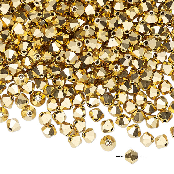 4mm - Preciosa Czech - Crystal Aurum X2 - 48pk - Faceted Bicone Crystal