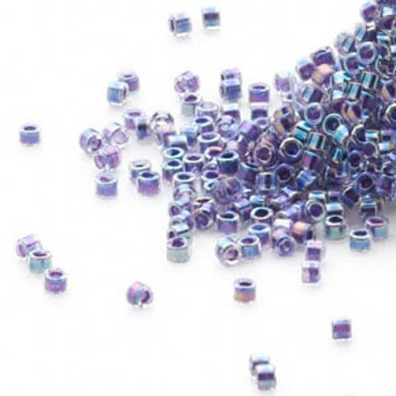 DB0059 - 11/0 - Miyuki Delica - Translucent Amethyst-lined Rainbow Crystal Clear - 50gms - Cylinder Seed Beads