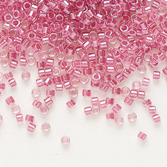 DB0902 - 11/0 - Miyuki Delica - Colour Lined Hot Pink - 50gms - Cylinder Seed Beads