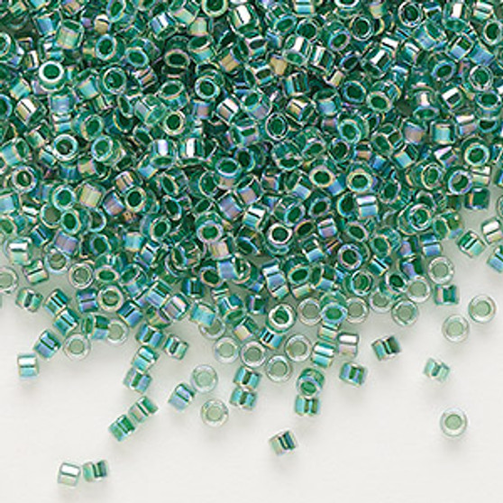 DB0060 - 11/0 - Miyuki Delica - Translucent Lime-lined Rainbow Crystal Clear - 50gms - Cylinder Seed Beads