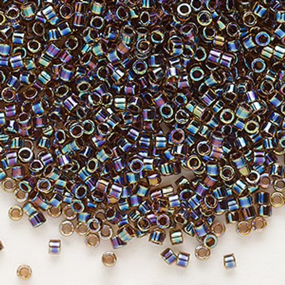 DB0087 - 11/0 - Miyuki Delica - Translucent Root Beer-lined Rainbow Light Topaz - 50gms - Cylinder Seed Beads