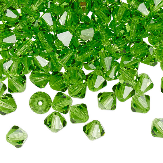 6mm - Preciosa Czech - Peridot - 24pk - Faceted Bicone Crystal