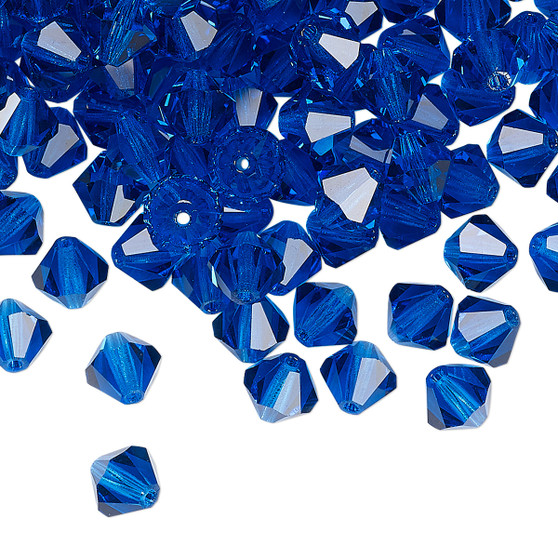 6mm - Preciosa Czech - Capri Blue - 24pk - Faceted Bicone Crystal
