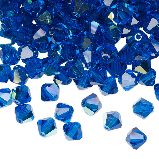 6mm - Preciosa Czech - Capri Blue AB - 24pk - Faceted Bicone Crystal