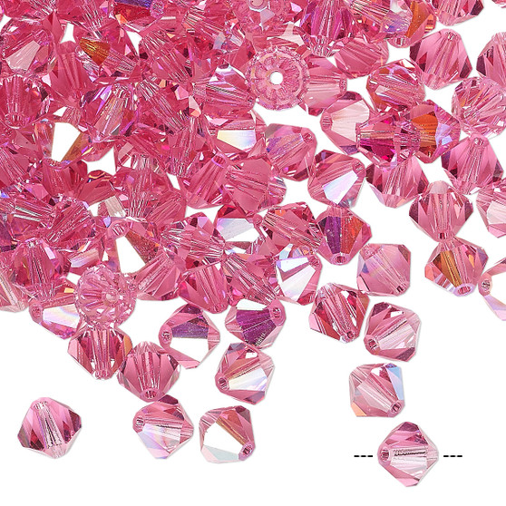 6mm - Preciosa Czech - Rose AB - 24pk - Faceted Bicone Crystal