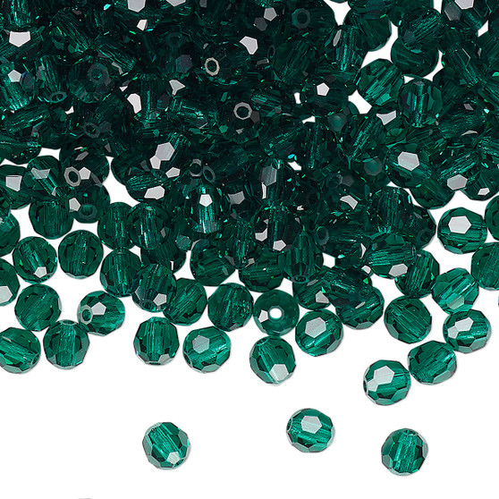 4mm - Preciosa Czech - Emerald - 24pk - Faceted Round Crystal