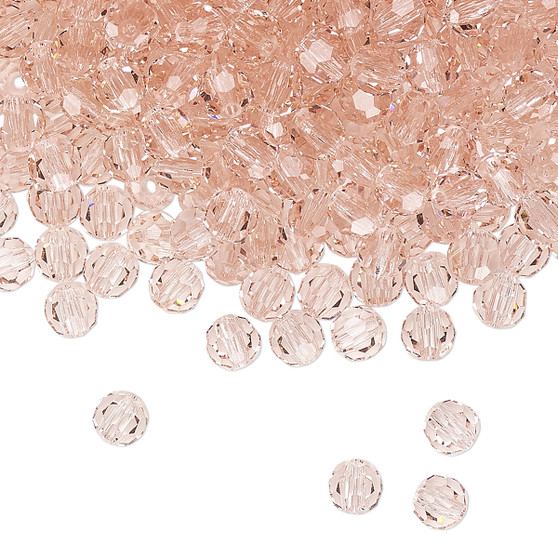 4mm - Preciosa Czech - Light Rose - 24pk - Faceted Round Crystal