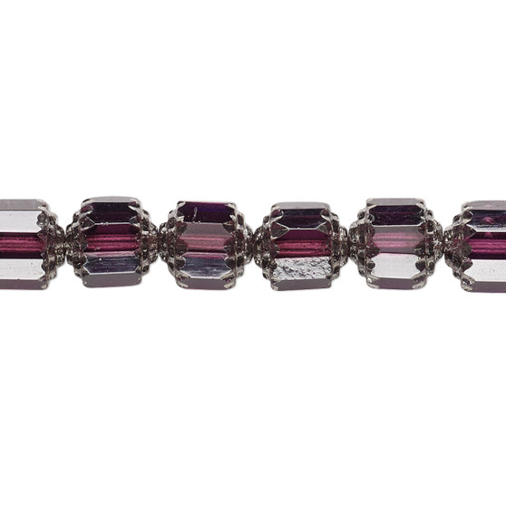 8mm - Preciosa Czech - Light Purple & Metallic Light Purple - 15.5" Strand (Approx 50 beads) - Round Cathedral Glass Beads