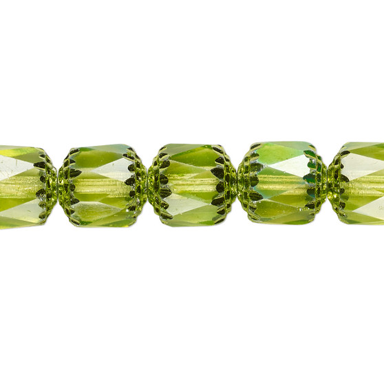 10mm - Preciosa Czech - Lime Green Apollo AB - 15.5" Strand (Approx 40 beads) - Round Cathedral Glass Beads