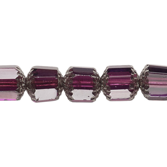 10mm - Preciosa Czech - Light Purple & Metallic Light Purple - 15.5" Strand (Approx 40 beads) - Round Cathedral Glass Beads