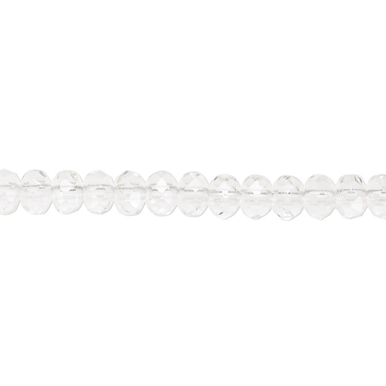 5x4mm - Preciosa Czech - Clear - 15.5" Strand - Faceted Rondelle Fire Polished Glass Beads