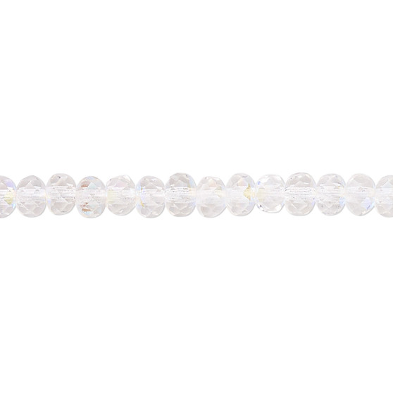 5x4mm - Preciosa Czech - Clear AB - 15.5" Strand - Faceted Rondelle Fire Polished Glass Beads