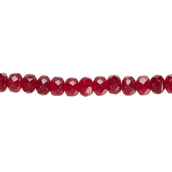 5x4mm - Preciosa Czech - Garnet Red - 15.5" Strand - Faceted Rondelle Fire Polished Glass Beads