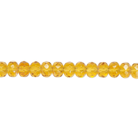 5x4mm - Preciosa Czech - Honey AB - 15.5" Strand - Faceted Rondelle Fire Polished Glass Beads