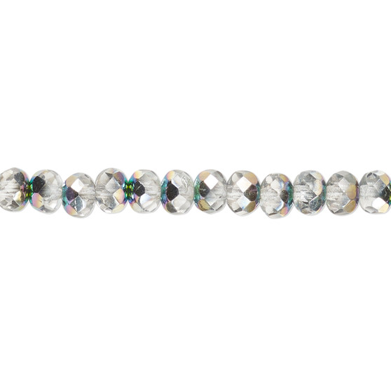 5x4mm - Preciosa Czech - Clear Vitrail - 15.5" Strand - Faceted Rondelle Fire Polished Glass Beads