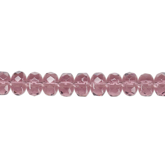 7x5mm - Preciosa Czech - Amethyst Purple - 15.5" Strand - Faceted Rondelle Fire Polished Glass Beads
