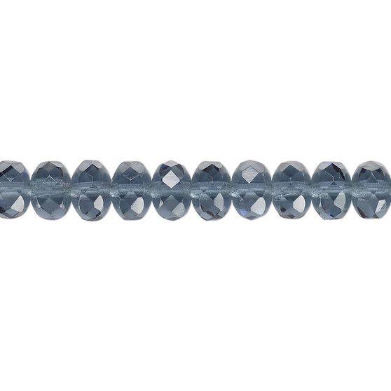 7x5mm - Preciosa Czech - Montana Blue - 15.5" Strand - Faceted Rondelle Fire Polished Glass Beads