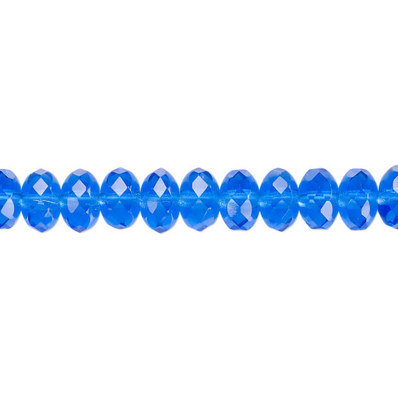 7x5mm - Preciosa Czech - Light Cobalt - 15.5" Strand - Faceted Rondelle Fire Polished Glass Beads