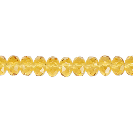 7x5mm - Preciosa Czech - Honey - 15.5" Strand - Faceted Rondelle Fire Polished Glass Beads