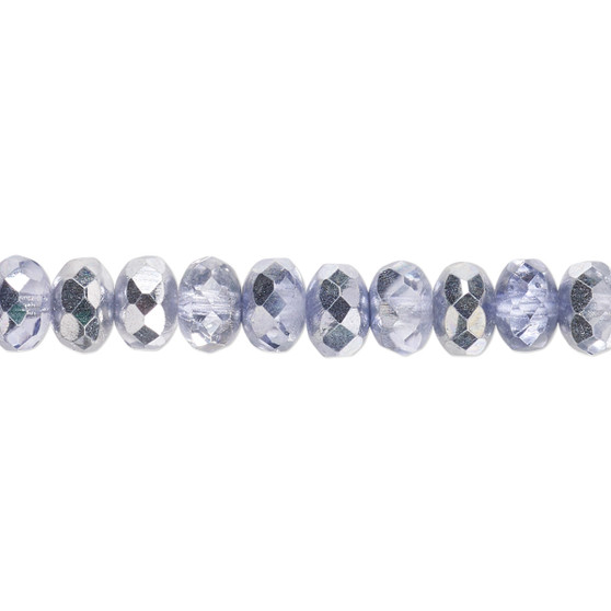 7x5mm - Preciosa Czech - Metallic Lilac - 15.5" Strand - Faceted Rondelle Fire Polished Glass Beads