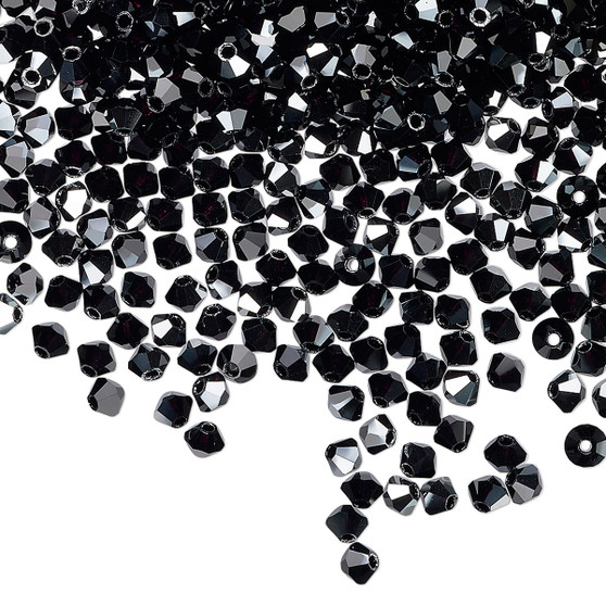 3mm - Preciosa Czech - Jet Hematite - 144 pk - Faceted Bicone Crystal