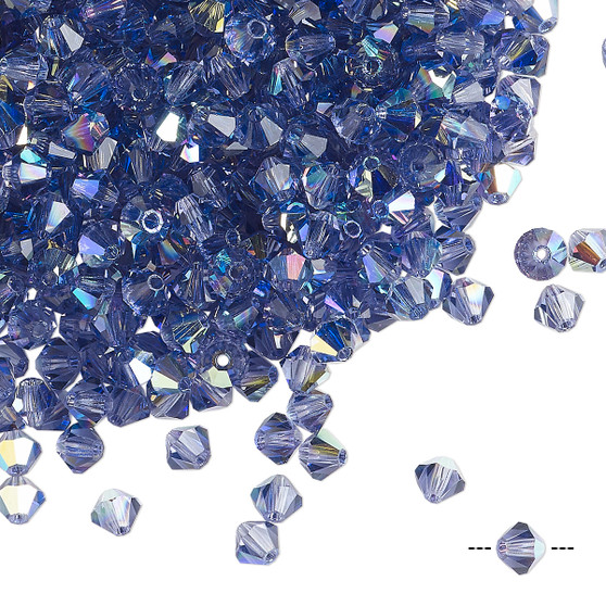 4mm - Preciosa Czech - Tanzanite AB - 144pk - Faceted Bicone Crystal