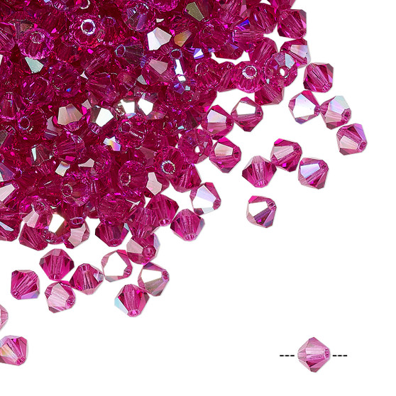 4mm - Preciosa Czech - Fuschia AB - 144pk - Faceted Bicone Crystal