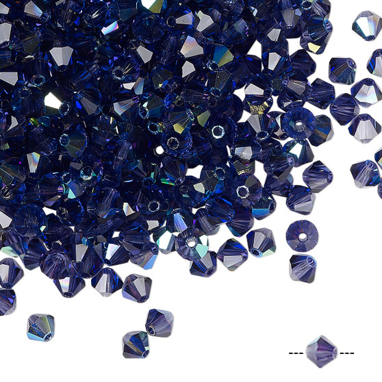 4mm - Preciosa Czech - Deep Tanzanite AB - 144pk - Faceted Bicone Crystal