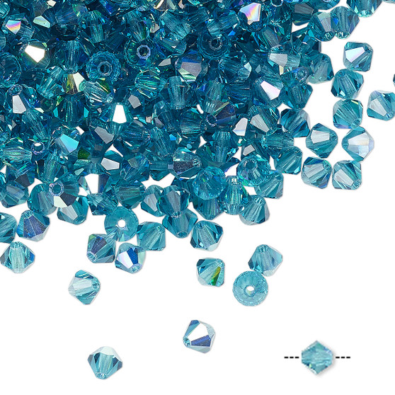 4mm - Preciosa Czech - Indicolite AB - 144pk - Faceted Bicone Crystal