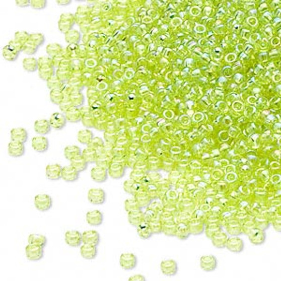 15-258 - 15/0 - Miyuki - Transparent Rainbow Peridot Green - 35gms - Glass Round Seed Beads