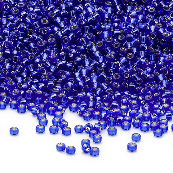 15-20 - 15/0 - Miyuki - Transparent Silver-Lined Cobalt - 35gms - Glass Round Seed Beads