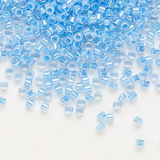 DB0076 - 11/0 - Miyuki Delica - Translucent Light Blue-Lined Rainbow Crystal Clear - 50gms - Cylinder Seed Beads