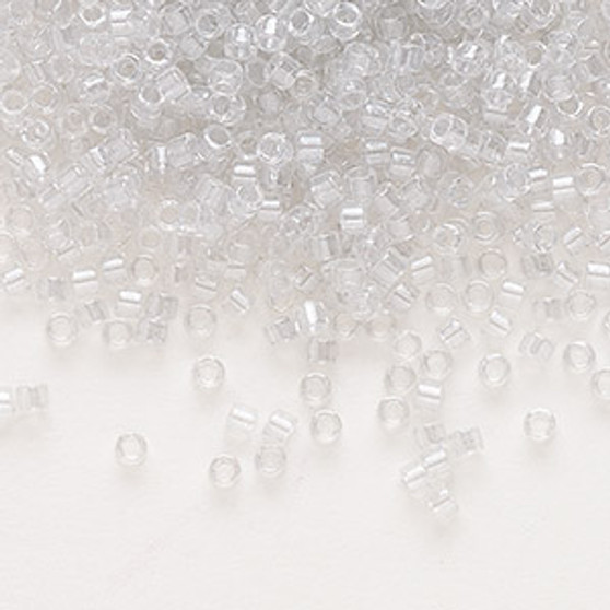 DB0271 - 11/0 - Miyuki Delica - Opaque Colour-Lined Silver - 50gms - Cylinder Seed Beads