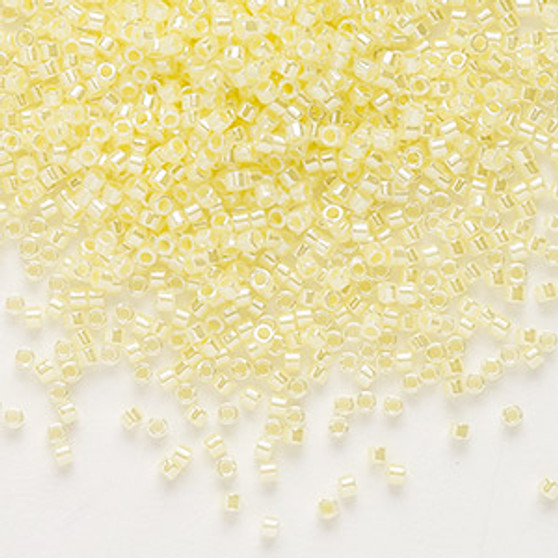 DB0232 - 11/0 - Miyuki Delica - Opaque Ceylon Colour-Lined Pale Yellow - 50gms - Cylinder Seed Beads