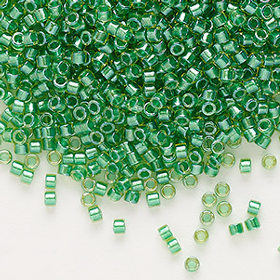 DB0916 - 11/0 - Miyuki Delica - Transparent Colour-Lined Lime - 50gms - Cylinder Seed Beads