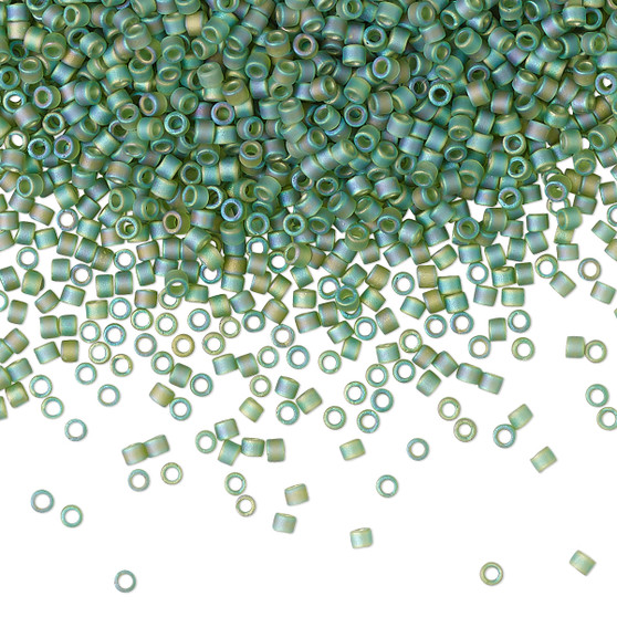 DB1282 - 11/0 - Miyuki Delica - Transparent Matte Rainbow Olive Green - 50gms - Cylinder Seed Beads