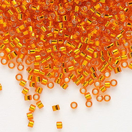 DB0045 - 11/0 - Miyuki Delica - Transparent Silver Lined Orange - 50gms - Cylinder Seed Beads