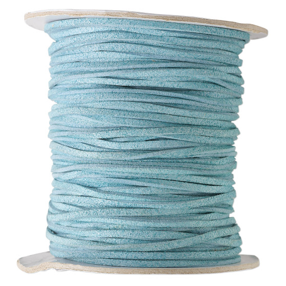 Cord, faux suede lace, turquoise blue. Sold per 100-yard spool.