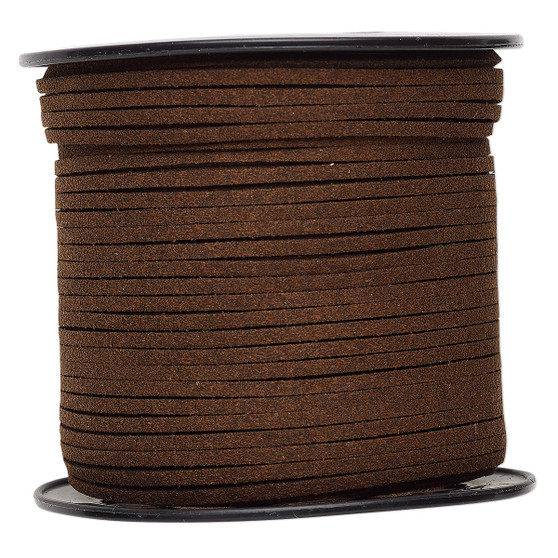 Cord, faux suede lace, brown . Sold per 100-yard spool.