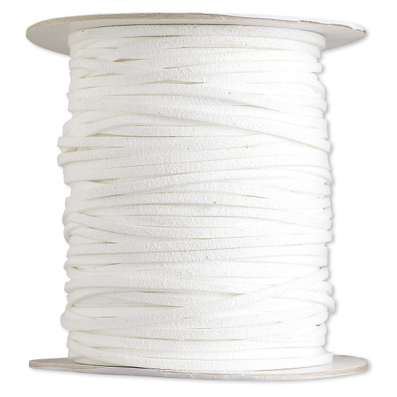 Cord, faux suede lace, white . Sold per 100-yard spool.