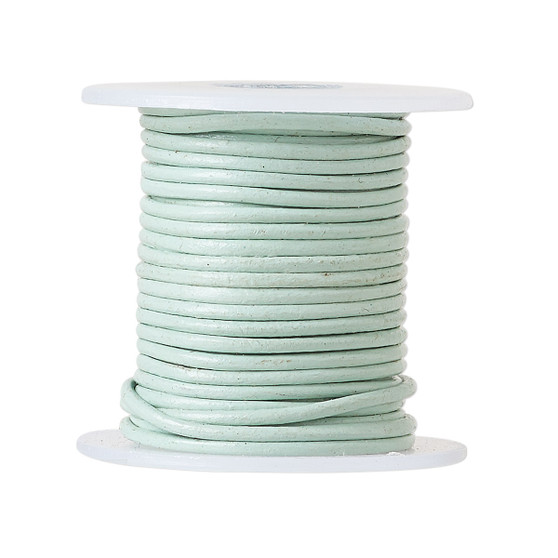 Cord, leather (dyed), sky blue, 1-1.2mm round. Sold per 5-yard spool.