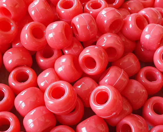 85 - Opaque Coral - 6x9mm - 30gms - Plastic Pony Beads