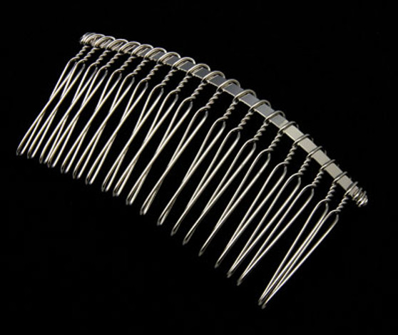 10 x Metal Beadable Hair Comb 77mm long  x 37mm wide  - Platinum